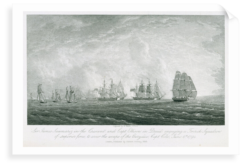 'Crescent' and 'Druid' engaging a French squadron to cover the escape of the 'Eurydice', 8 June 1794 by William Westall
