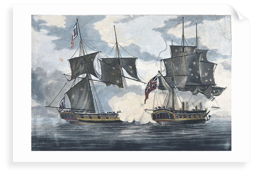The 'Antilope Packet' beating off 'Le Atalante' a French privateer in the West Indies by William Elmes