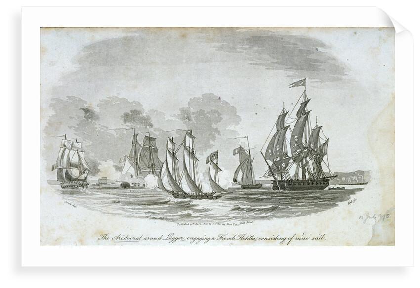 The 'Aristocrat' armed lugger engaging a French flotilla by John Thomas Serres