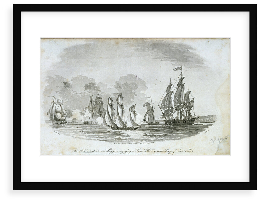 The 'Aristocrat' armed lugger engaging a French flotilla by John Thomas Serres