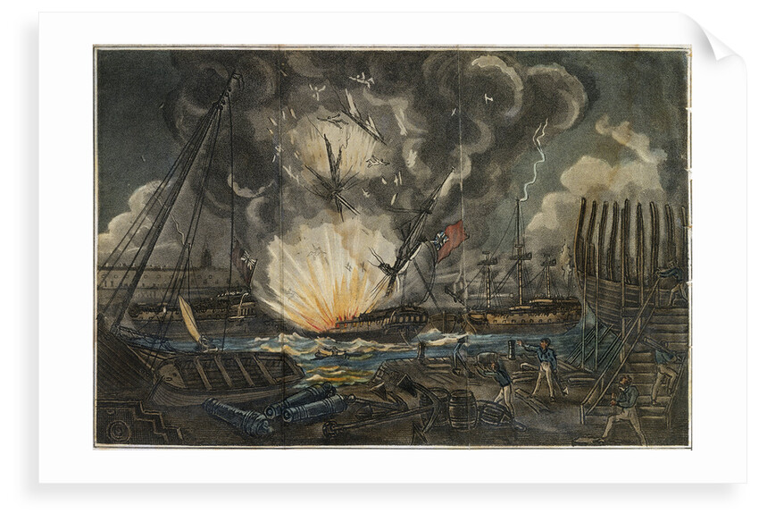 Dreadful Explosion of the Amphion frigate by Unknown