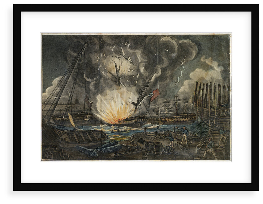 Dreadful Explosion of the Amphion frigate by Unknown