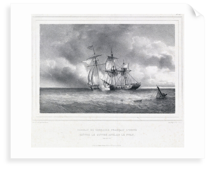 Combat du corsaire Francais L' Unite contre le cutter Anglais Le Swan (Janvier 1797) by Ferdinand Victor Perrot