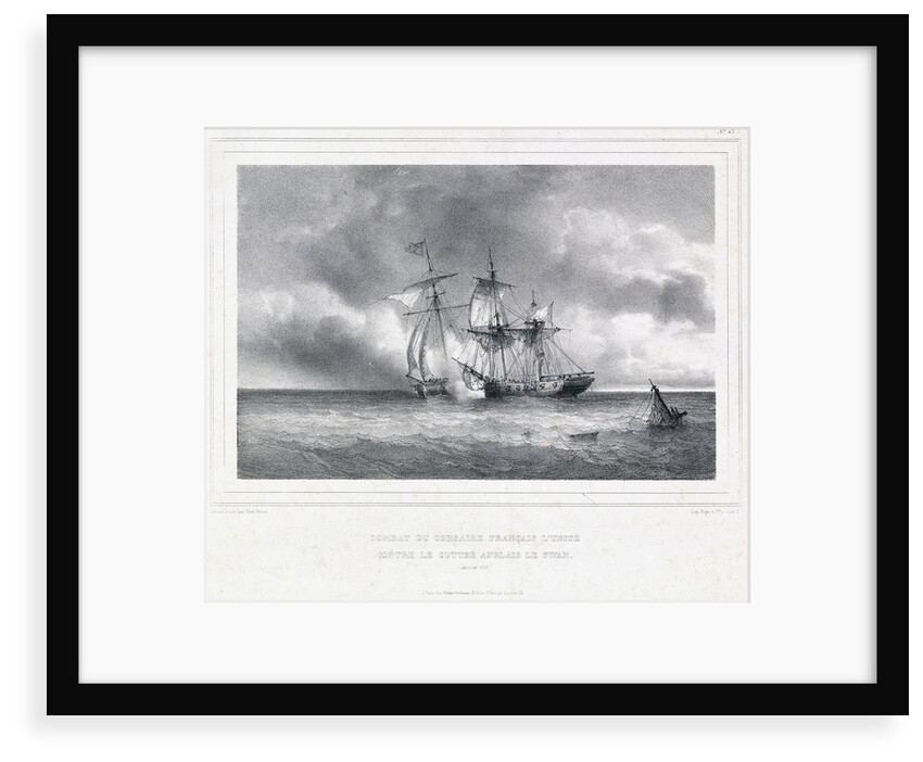Combat du corsaire Francais L' Unite contre le cutter Anglais Le Swan (Janvier 1797) by Ferdinand Victor Perrot