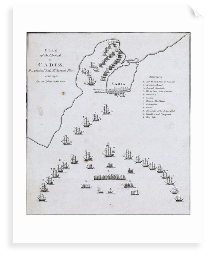 Plan of the blockade of Cadiz, June 1797 by unknown
