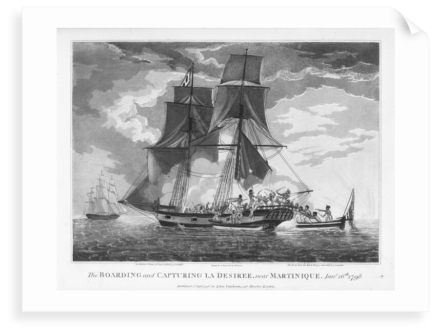 The boarding and capturing of 'La Desiree' near Martinique, 16 January 1798 by William Elmes