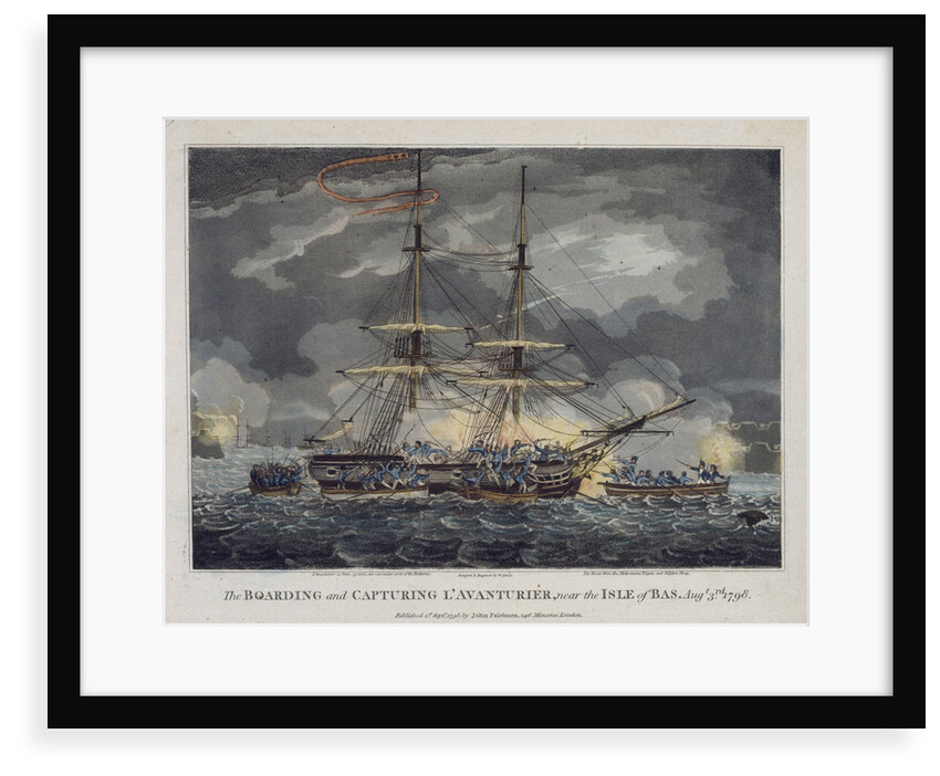 The boarding and capturing of 'L' Avanturier' near the Isle of Bas, 3 August 1798 by William Elmes