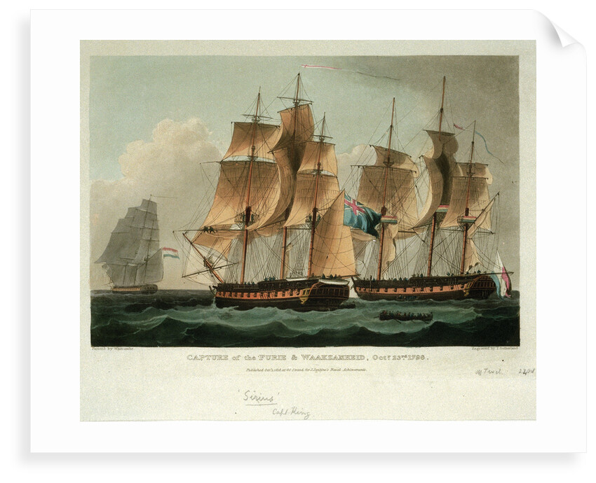 Capture of the 'Furie' & 'Waakzamheid' 23 October 1798 by Thomas Whitcombe