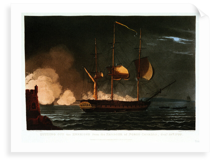 Cutting out the 'Hermione' from the harbour of Porto Cavallo, 25 October 1799 by Thomas Whitcombe