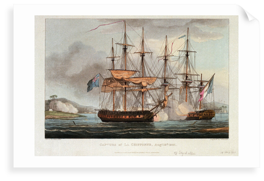 Capture of 'La Chiffonne', 19 August 1801 by Thomas Whitcombe