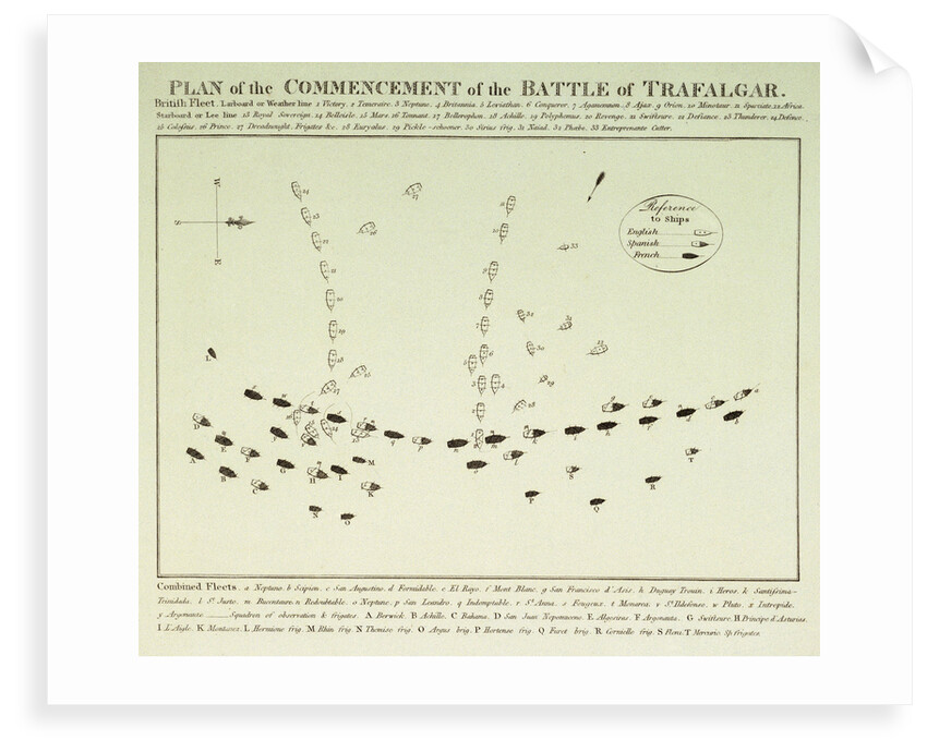 Plan of the commencement of the Battle of Trafalgar, 21 October 1805 by unknown