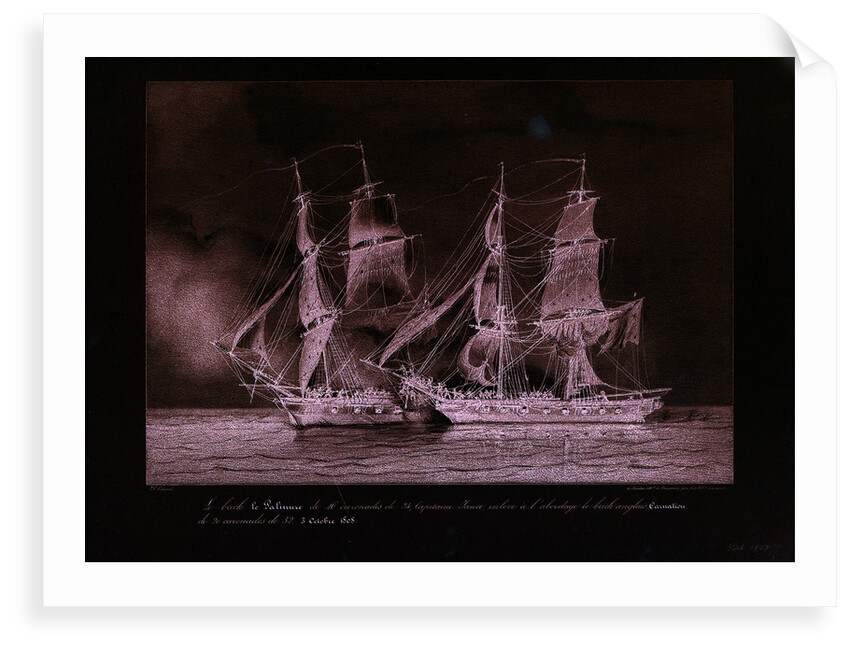 Action between the 'Palinure' and  'Carnation', 3 October 1808 by P. C.
