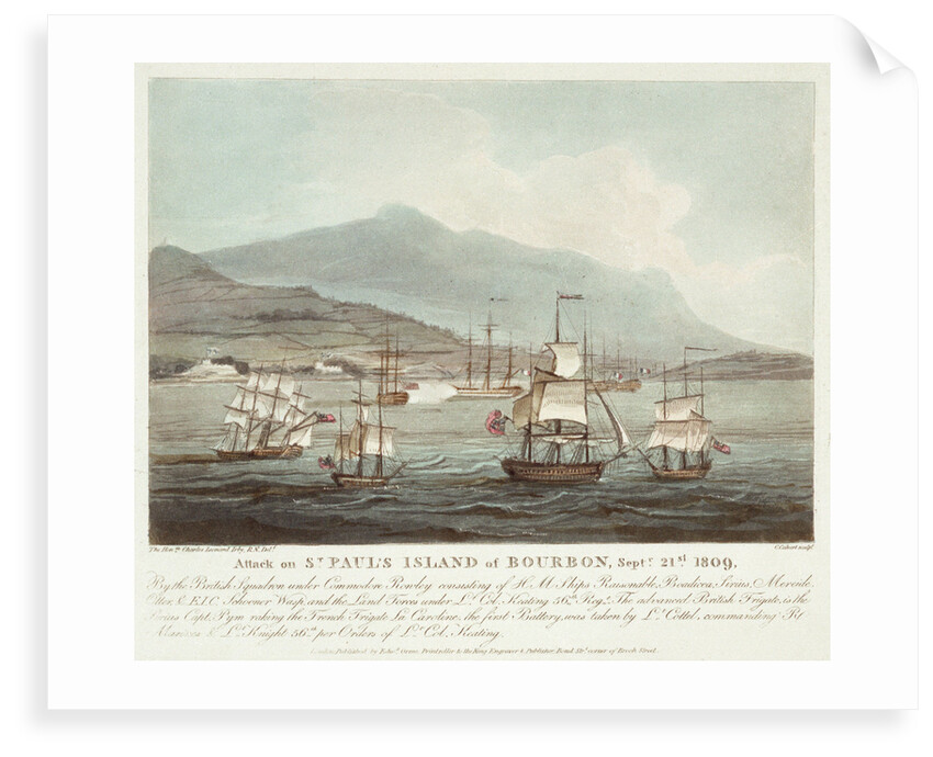 Attack on St Paul's Island of Bourbon, 21 September 1809 by Charles Leonard Irby