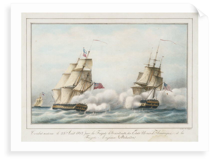 Combat soutenu le 23 Aout 1812 par la Fregate le President des Etats-Unis d' Amerique, et la Fregate Anglais le Belvedere by de Anger