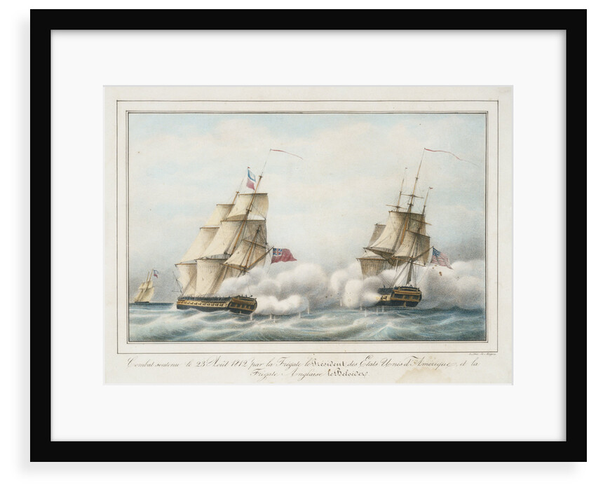 Combat soutenu le 23 Aout 1812 par la Fregate le President des Etats-Unis d' Amerique, et la Fregate Anglais le Belvedere by de Anger