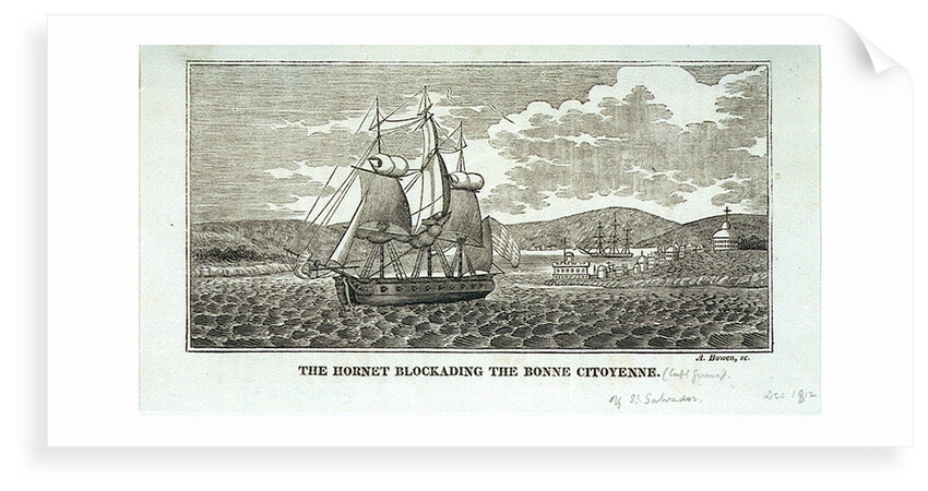 The 'Hornet' blockading the 'Bonne Citoyenne' off St Salvador, 1812 by Abel Bowen