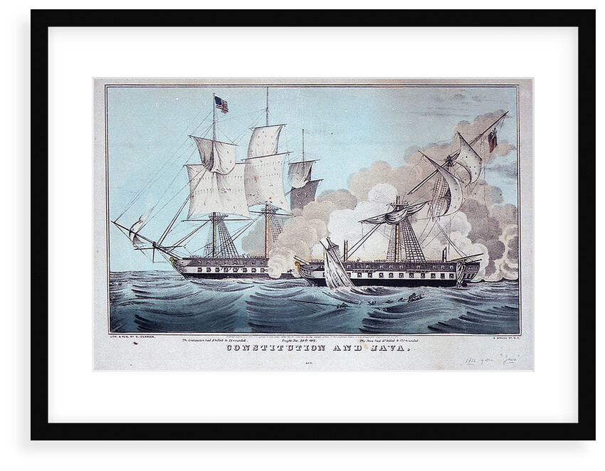 Battle between the 'Constitution' and 'Java', 29 December 1812 by N. Currier