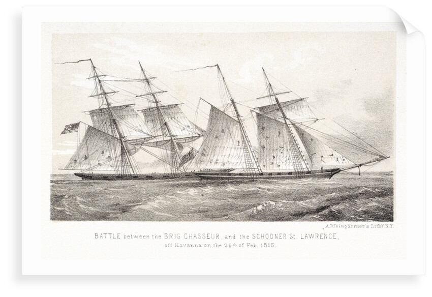 Battle between the Brig Chasseur and the schooner St. Lawrence, off Havanna on the 26th February 1815 by A. Weingartner