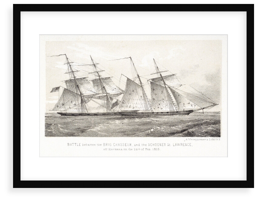 Battle between the Brig Chasseur and the schooner St. Lawrence, off Havanna on the 26th February 1815 by A. Weingartner