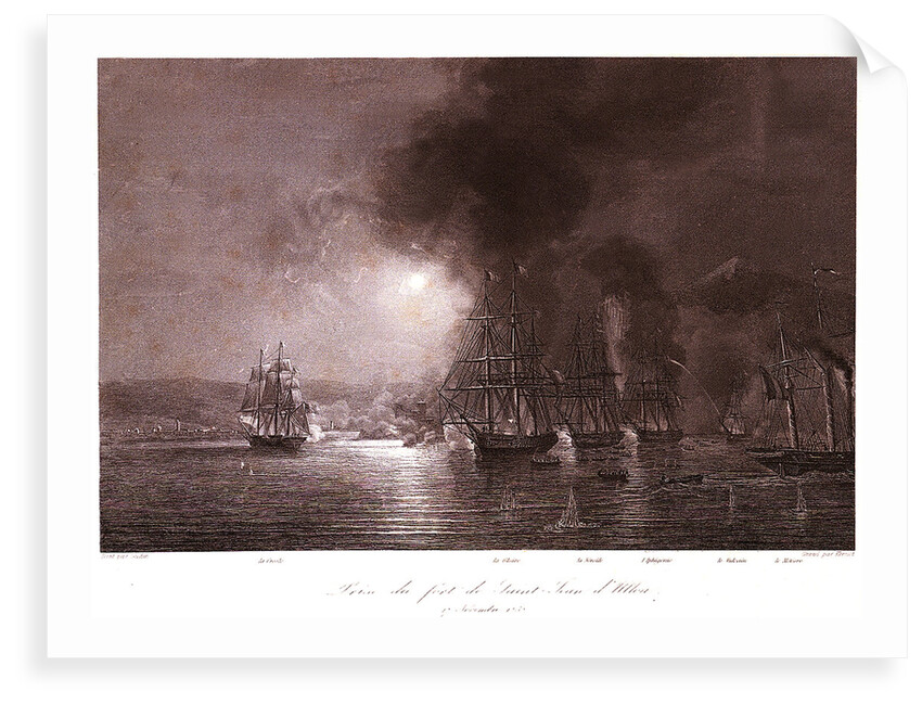 French squadron under De Joinville bombards St Juan de Ulloa in Mexico, 27 November 1838 by Gudin