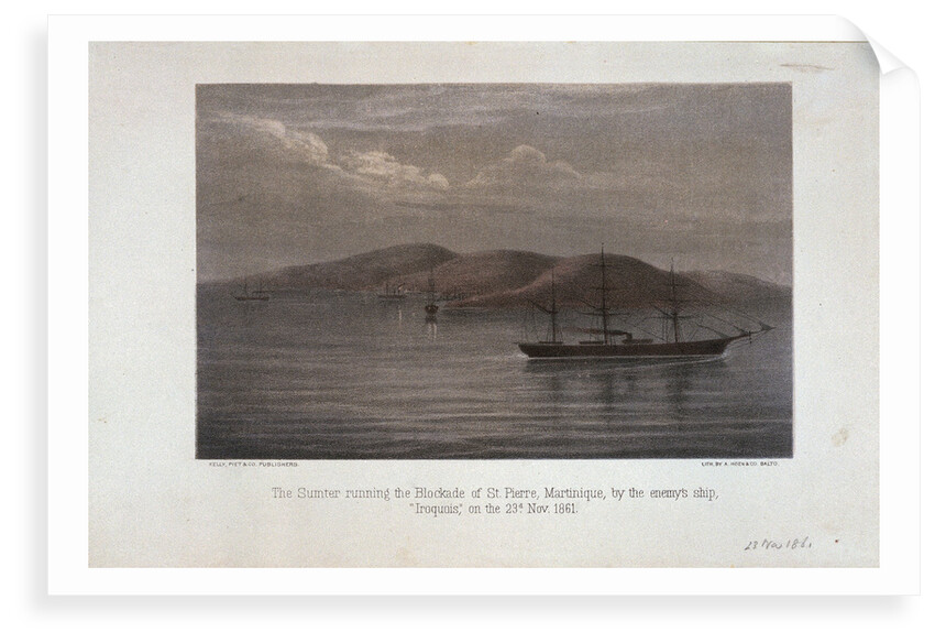 The 'Sumte'r running the blockade of St Pierre, Martinique, by the enemy's ship 'Iroquois', 23 November 1861 by A. Hoen