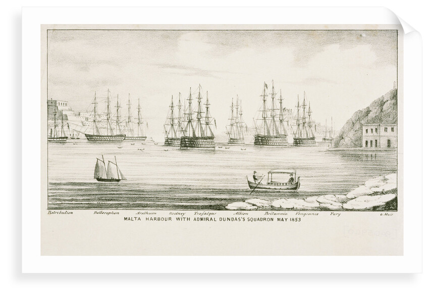 Malta harbour with Admiral Dundas's squadron, May 1853 by G. Muir