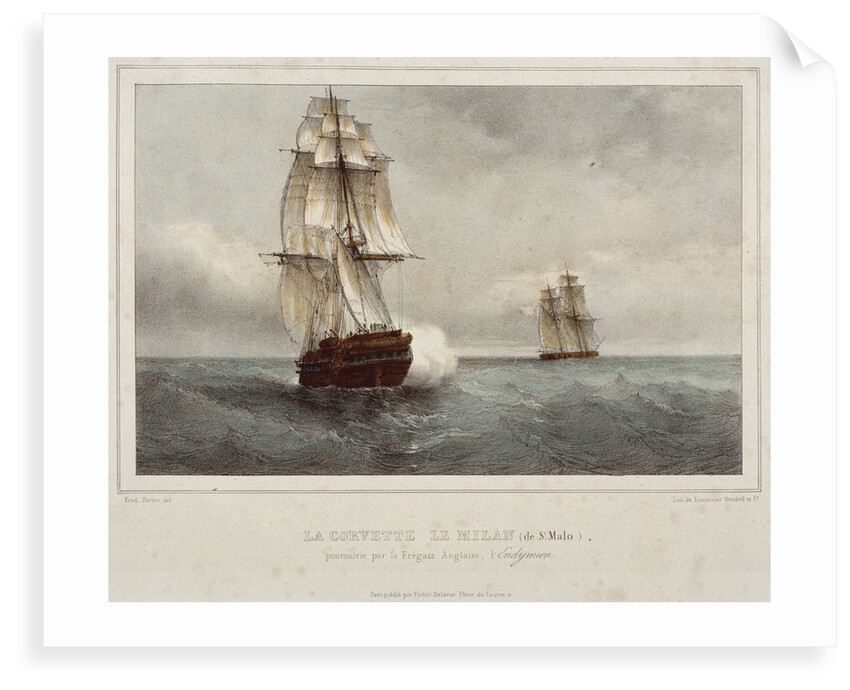 Le Milan' and the English frigate 'Endymion' by Ferdinand Victor Perrot