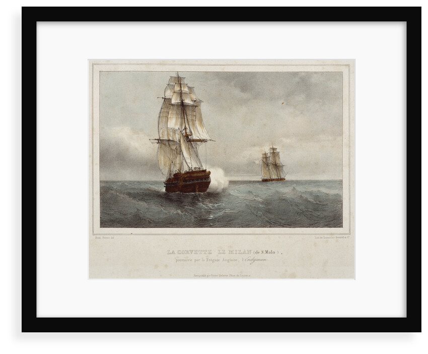 Le Milan' and the English frigate 'Endymion' by Ferdinand Victor Perrot