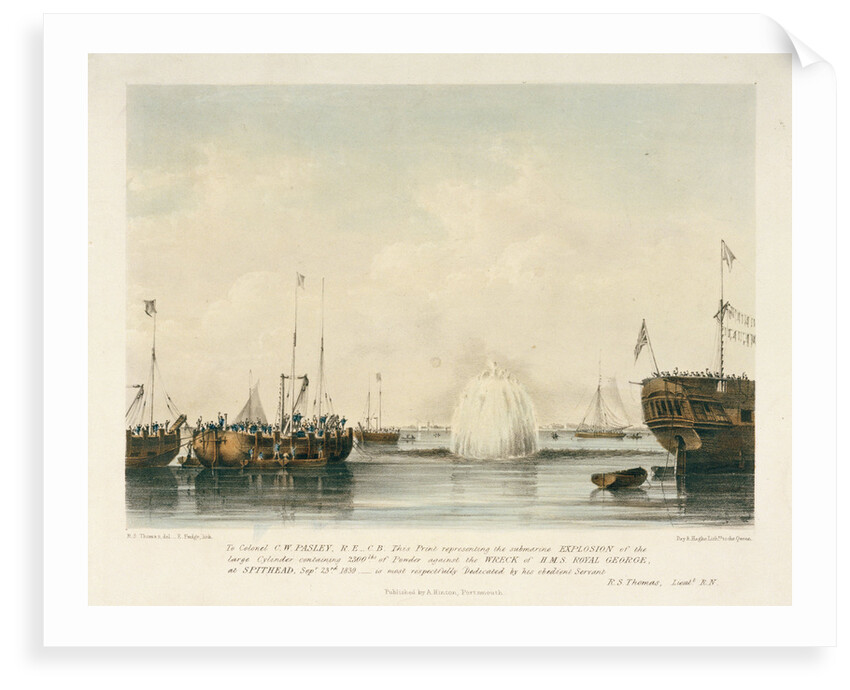 Explosion against the wreck of HMS 'St George', 23 September 1839 by Robert Strickland Thomas