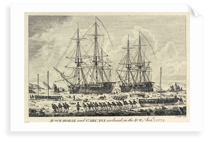 'Racehorse' and 'Carcass' enclosed in the ice, 7 August 1773 by John Lodge