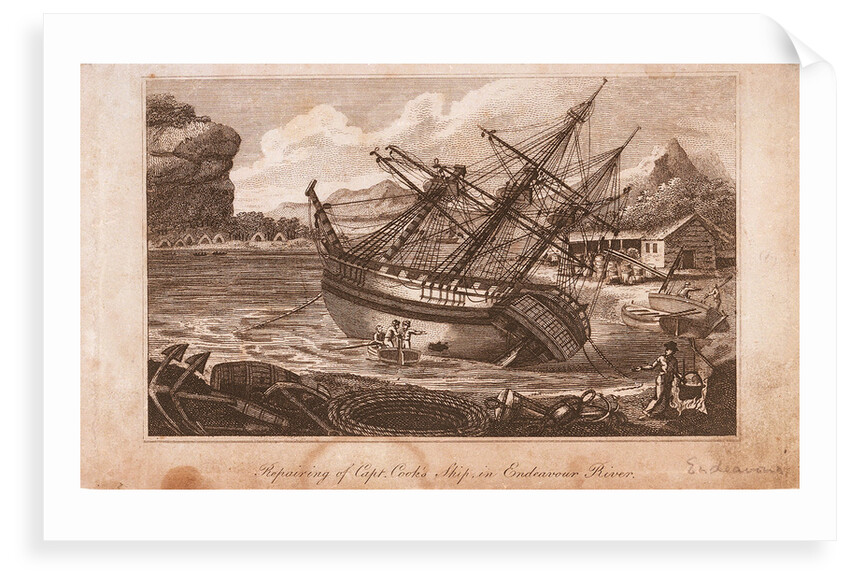 Repairing of Captain Cook's ship in Endeavour river by unknown