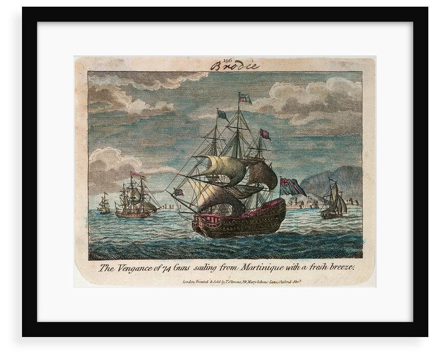 The 'Vengeance' sailing from Martinique with a fresh breeze by T. Stevens