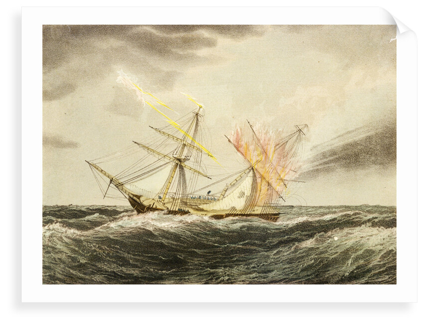 HMS 'Thisbe' on fire by lightning, 4 January 1786 by Nicholas Matthew Condy