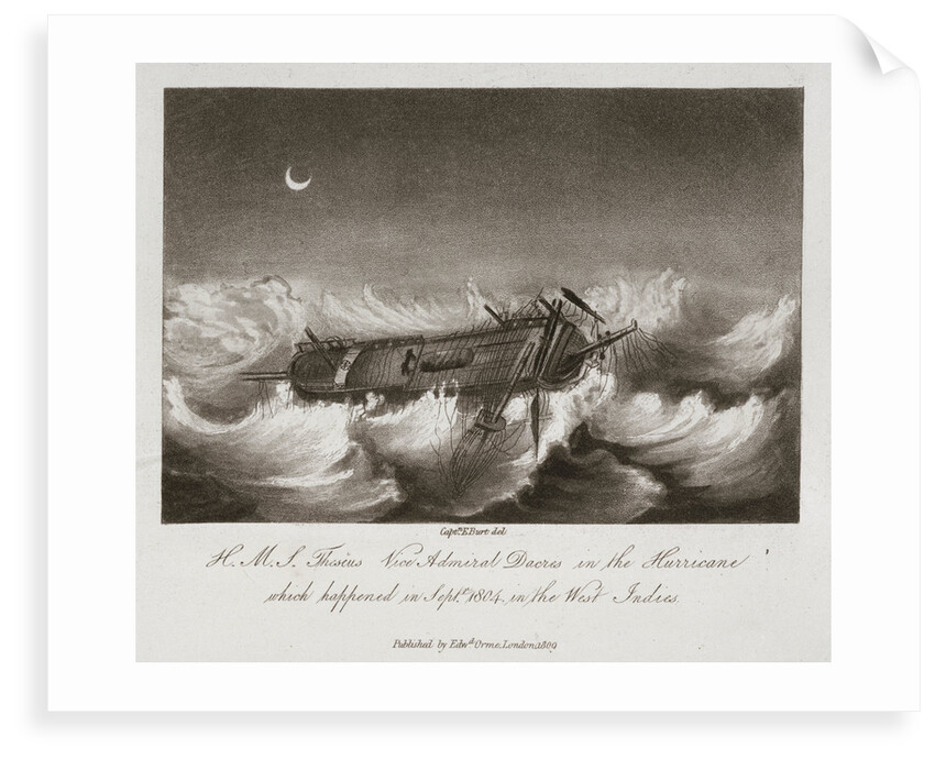 HMS 'Theseus' in a hurricane in the West Indies, September 1804 by Edward Burt