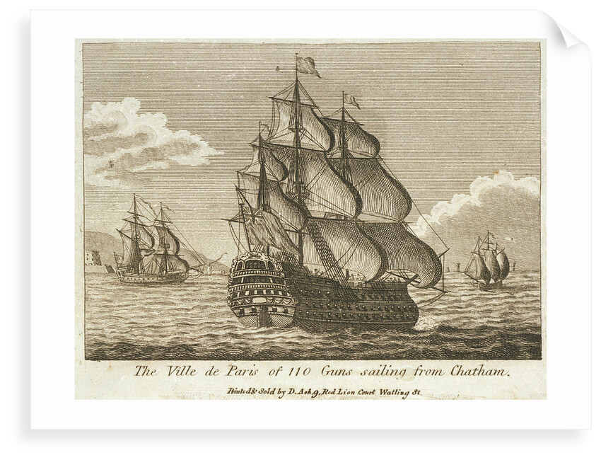 The 'Ville de Paris' of 110 guns sailing from Chatham by D. Ash