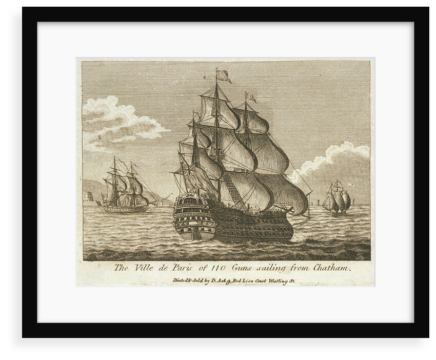 The 'Ville de Paris' of 110 guns sailing from Chatham by D. Ash