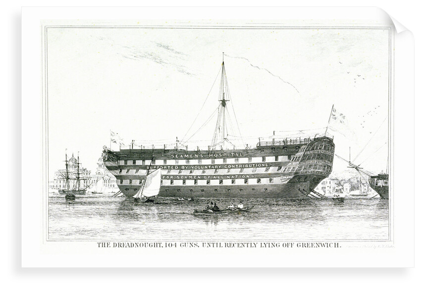 The Dreadnought, 104 guns, until recently lying off Greenwich by Edward William Cooke