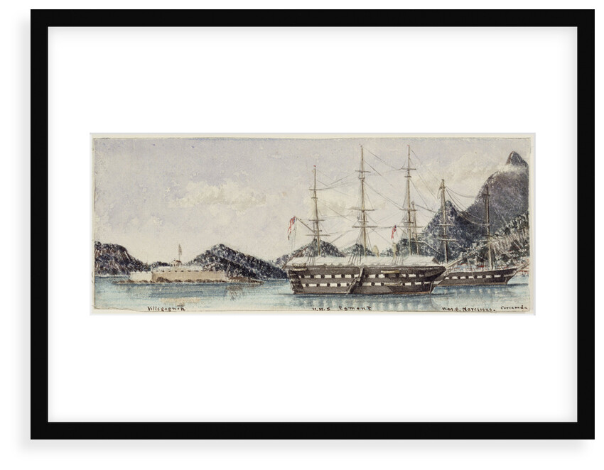 Villegagnon', HMS 'Egmont',  HMS 'Narcissus' and 'Corcavada' by T.C.D. Thompson