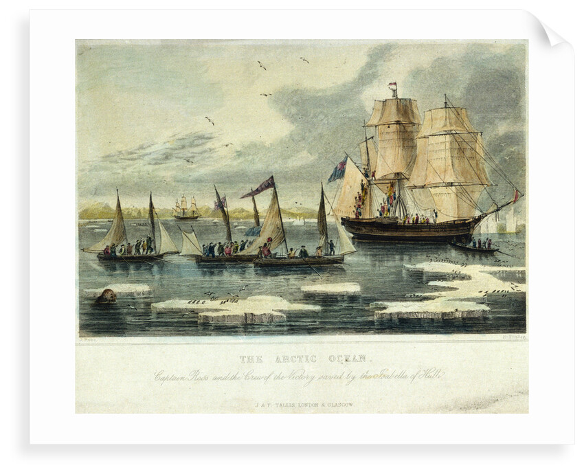 The Arctic ocean Captain Ross and the crew of the 'Victory' saved by the 'Isabella' of Hull by J. Ross