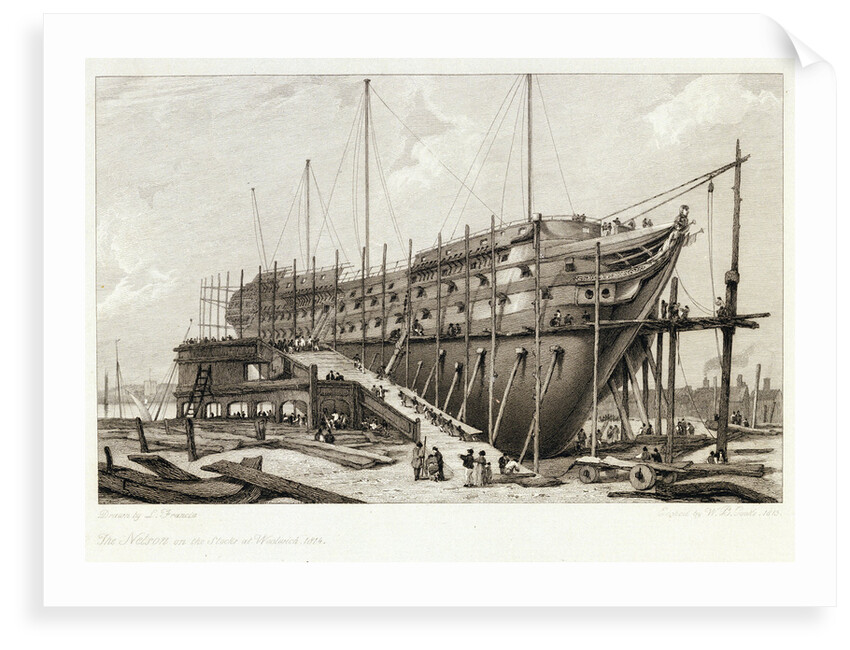 The 'Nelson' on the Stocks, building at Woolwich in the Year 1814 by L. Francia