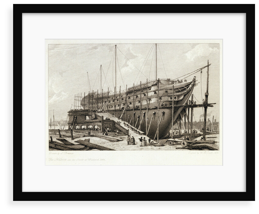 The 'Nelson' on the Stocks, building at Woolwich in the Year 1814 by L. Francia