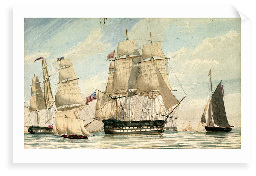 HMS 'Ganges' leaving Spithead on the 8 August 1826 by unknown