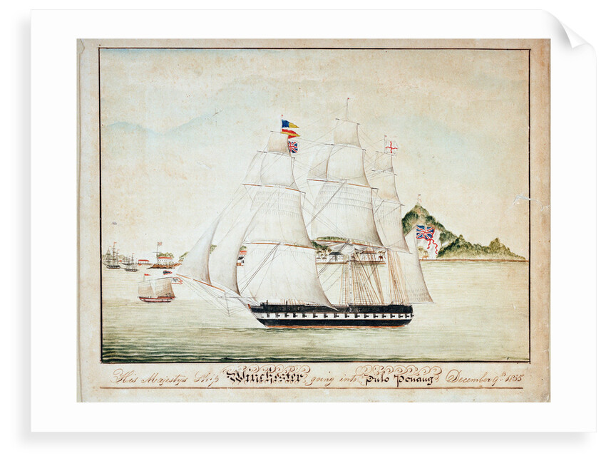 HMS 'Winchester' going into Pulo Penang, 9 December 1835 by unknown