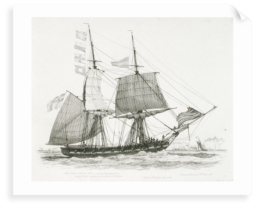The 'Wolf' (1826) [or (1814)] brig of war (late of the Royal Navy) making Signal and laying to, for a pilot off Dover by Edward William Cooke