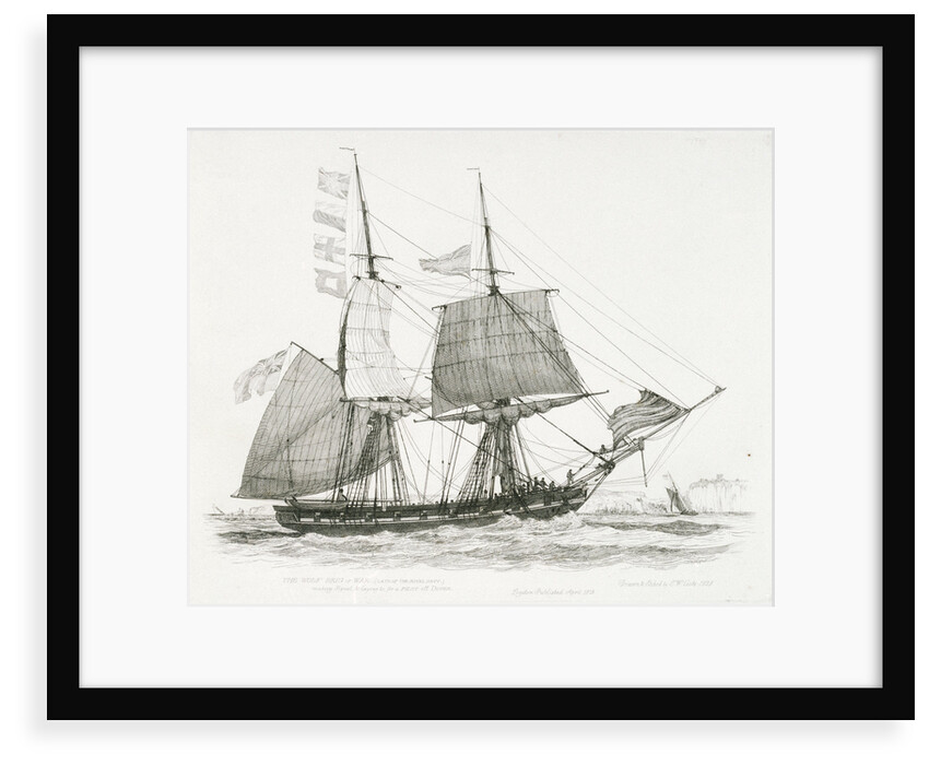 The 'Wolf' (1826) [or (1814)] brig of war (late of the Royal Navy) making Signal and laying to, for a pilot off Dover by Edward William Cooke