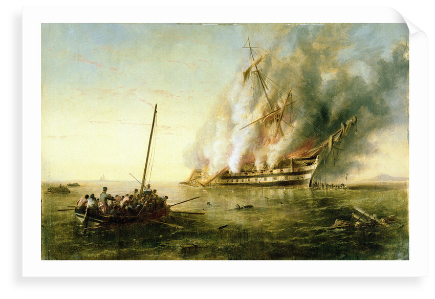 The 'Bombay' on fire 1861 by Richard Brydges Beechey