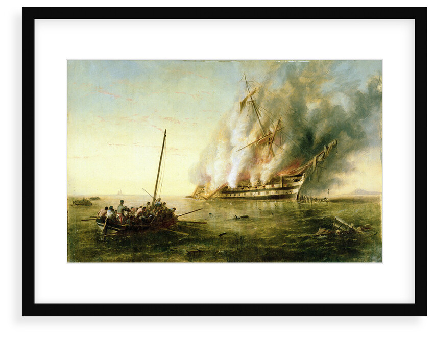 The 'Bombay' on fire 1861 by Richard Brydges Beechey
