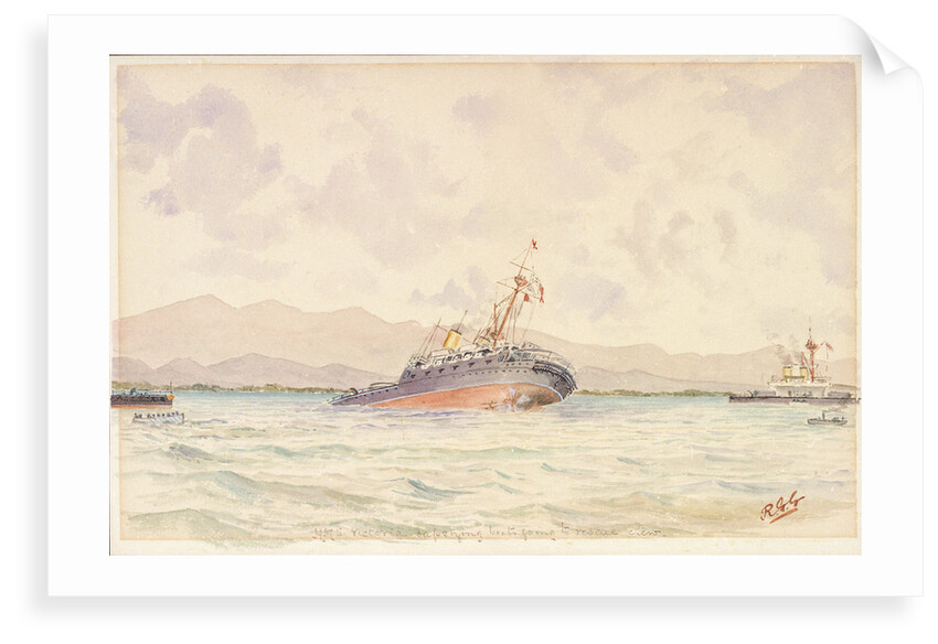 HMS 'Victoria' capsizing boats going to rescue crew by Reginald Graham Gregory