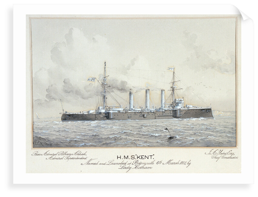 HMS 'Kent' named and launched at Portsmouth 6 March 1901 by H. Coish