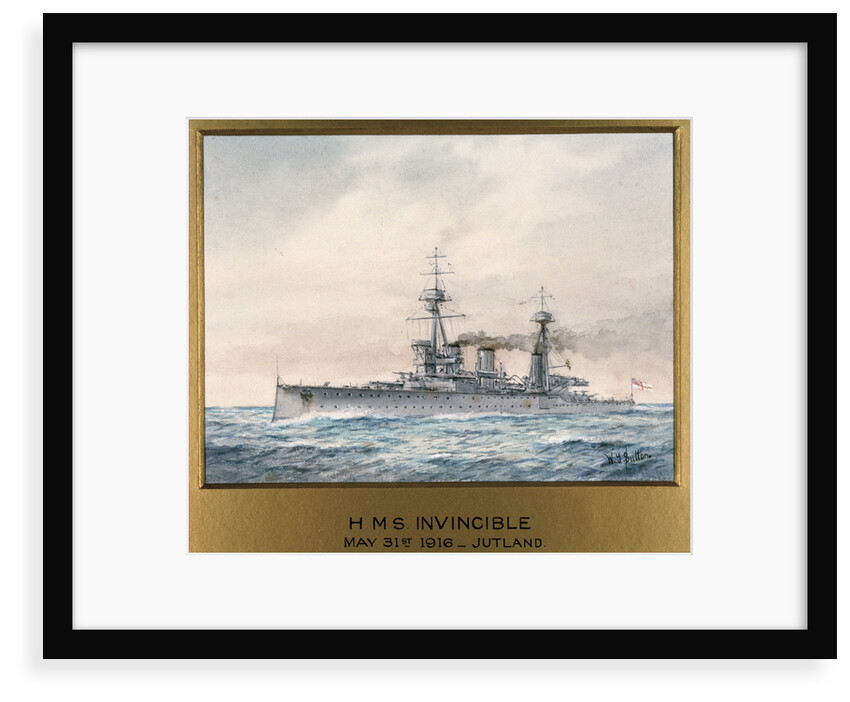 HMS 'Invincible' in Jutland, 31 May 1916 by W.J. Sutton